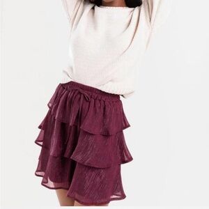 Trixxi girl tiered burgundy ruffle Mini Skirt for Girls never worn